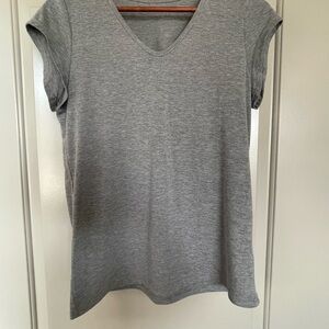 Gray V-Neck Women's Top